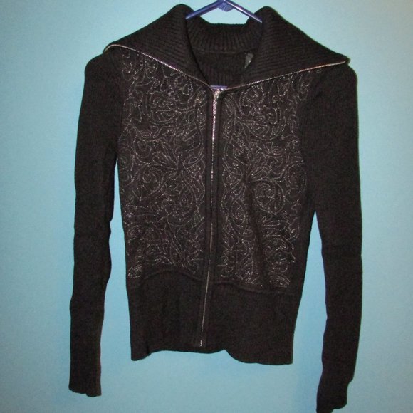 *3 for $25* WHBM Gold Shimmer Quilted Sweater Jacket - Picture 10 of 13